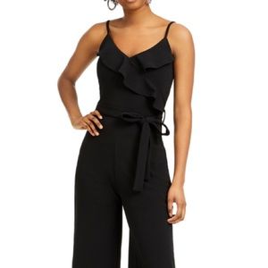 🎉HP🎉 XXL Crave Fame Black Ruffled Cropped Jumpsuit